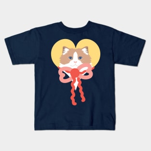 Ragdoll Cat and Ribbon Bow Kids T-Shirt